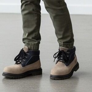 TIMBERLAND Women's Beige Brown Leather Nubuck Lace Up Ankle Boots Size 7M Timbs